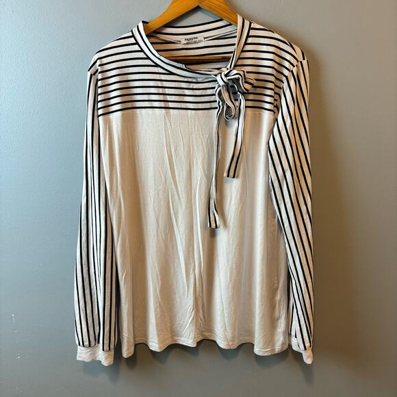 Zeagoo Black & White Stripe Blouse Womens XXXL Long Sleeve Top - Picture 1 of 4